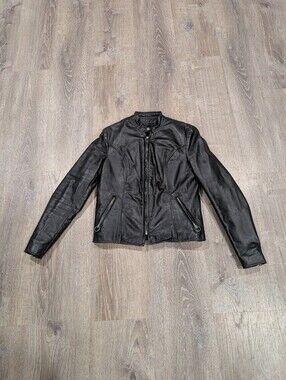 Vintage Brooks Leather Sportswear Cafe Racer Biker Moto Jacket Size 34 USA Made